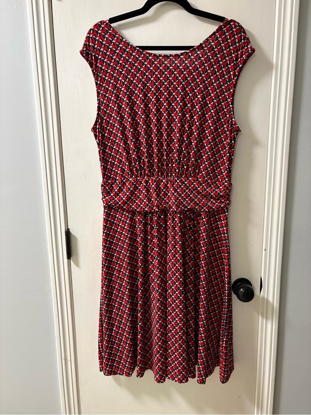 Renee C. Red Geometric Sleeveless Fit-and-Flare Dress